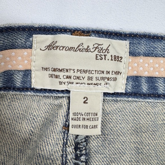 Abercrombie Fitch Denim Micro Mini Skirt SZ 2 Distressed Y2K Grunge Retro Y2K - Picture 6 of 8